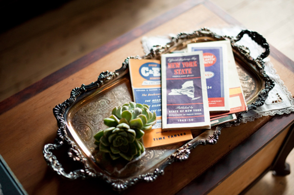 Antique tray with vintage maps - Wedding Photo by Justin and Mary Marantz